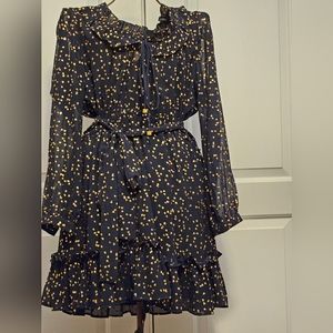 Micheal Kors Navy w/ gold flowers dress Sz XL